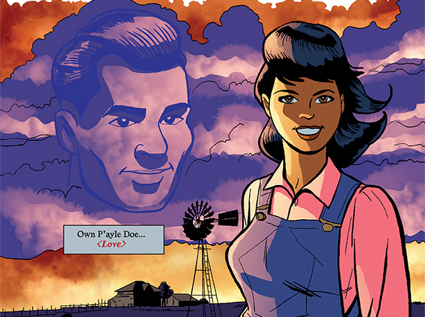 "Code: Love" illustration from the comic anthology "Tales of the Mighty Code Talkers."